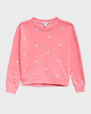 Girl's Embroidered Heart Sweatshirt, Size 7-14