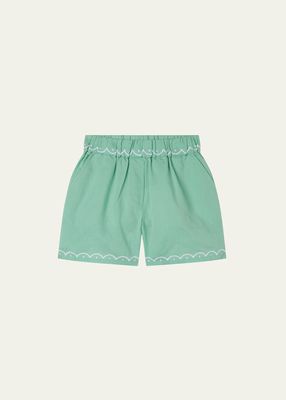 Girl's Embroidered Linen Shorts, Size 2-14
