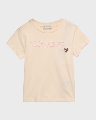 Girl's Embroidered Logo Cotton Short-Sleeve T-Shirt, Size 4-6