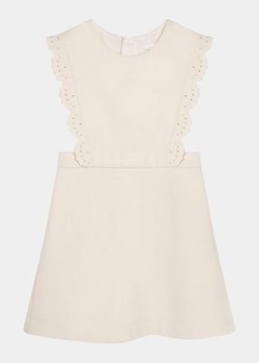 Girl's Embroidered Scalloped Dress, Size 2-5