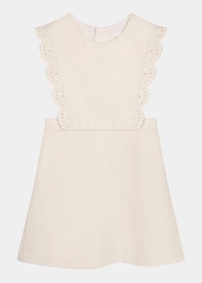 Girl's Embroidered Scalloped Dress, Size 6-12