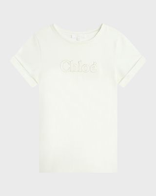 Girl's Embroidered Short-Sleeve T-Shirt, Size 6-12
