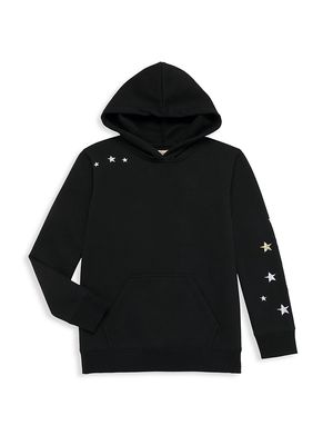 Girl's Embroidered Star Hooded Sweatshirt - Meteorite - Size 14 - Meteorite - Size 14