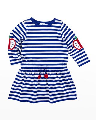 Girl's Embroidered Stripe Dress, Size 2-6X