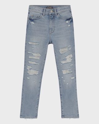 Girl's Emie Straight Leg Distressed Jeans, Size 2-6