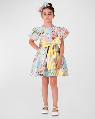 Girl's Enchanted Bow Flower Dress, Size 3T-10