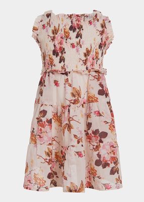 Girl's Esme Smocked Floral Cotton Dress, Size 2-12