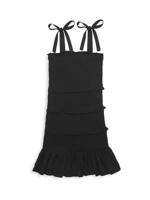 Girl's Evan Smocked Dress - Black - Size 10 - Black - Size 10
