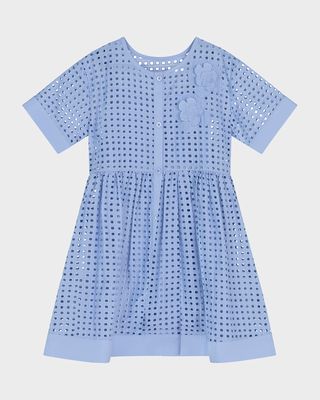 Girl's Eyelet Button-Front Dress, Size 4-12