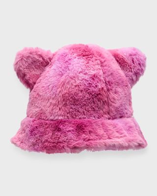 Girl's Faux Fur Bucket Hat W/ Ears