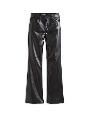 Girl's Faux Leather Flare Pants - Black - Size 7