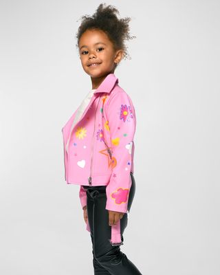 Girl's Faux Leather Graphic Jacket, Size 2T-6