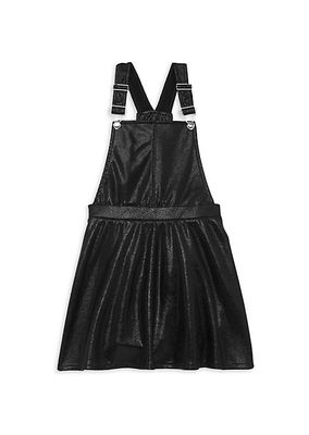 Girl's Faux Leather Overall Dress