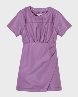 Girl's Faux Leather Wrap Dress, Size 7-16