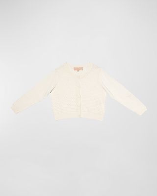 Girl's Faux Pearl Cardigan, Size 2-11
