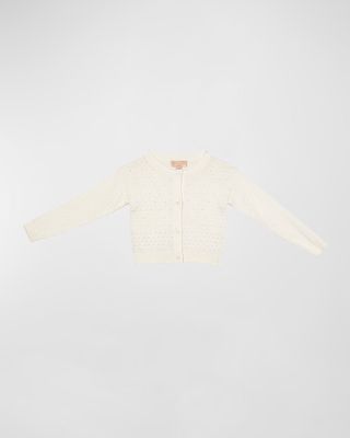 Girl's Faux Pearl Cardigan, Size 3M-24M