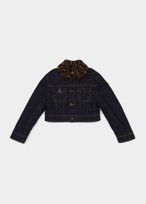 Girl's FF Fuzzy Collar Jacket, Size 8-14