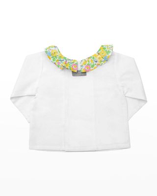 Girl's Floral-Collar Blouse, Size Newborn-24M