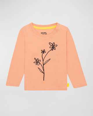 Girl's Floral Detail Long Sleeve T-Shirt, Size 3M-24M