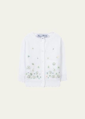Girl's Floral Embroidered Cardigan, Size 3M-12M