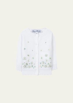 Girl's Floral Embroidered Cardigan, Size 4