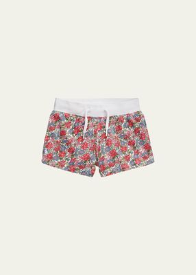 Girl's Floral-Print Athletic Shorts, Size 4-6X