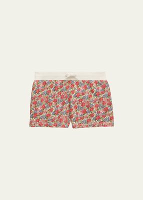 Girl's Floral-Print Athletic Shorts, Size S-XL