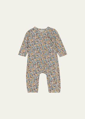 Girl's Floral-Print Coverall, Size Newborn-6M