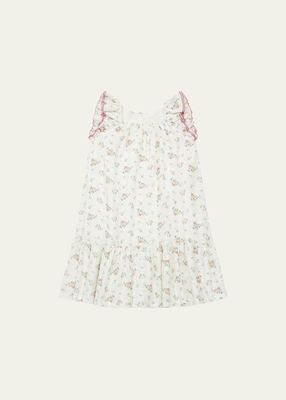 Girl's Floral-Print Drop Waist Dress, Size 4-12