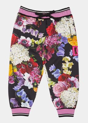 Girl's Floral-Print Joggers, Size 8-12