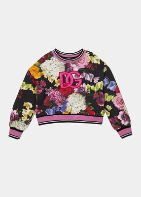 Girl's Floral-Print Logo-Print Sweatshirt, Size 6M-24M