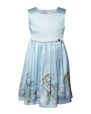 Girl's Floral-Print Sleeveless Dress, Size 4-12