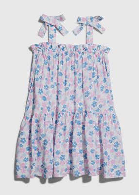 Girl's Floral-Print Tiered Sundress, Size 4-6X