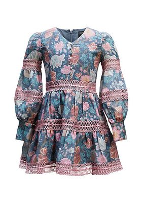 Girl's Floral Puff-Sleeve Minidress