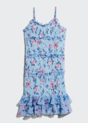Girl's Floral Smock Dress, Size S-XL