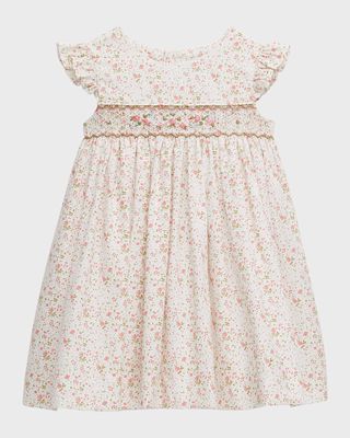 Girl's Floral Smocked Ruffle Dress, Size 2-4T