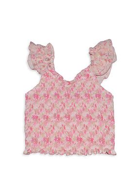Girl's Floral Smocked Top