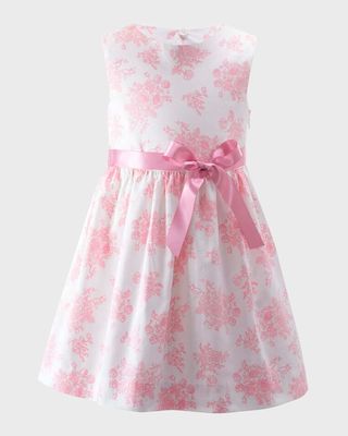 Girl's Floral Toile Dress, Size 2-10