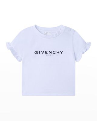 Girl's Flounce-Trim Reversed Logo T-Shirt, Size 12M-3