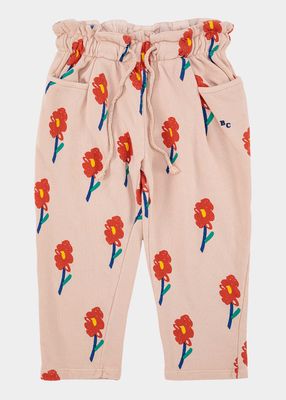 Girl's Flower Graphic Joggers, Size 2-13