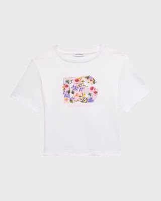 Girl's Flower Power Interlocked Logo-Print T-Shirt, Size 4-6