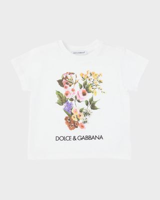 Girl's Flower Power Short-Sleeve Cotton T-Shirt, Size 3M-30M