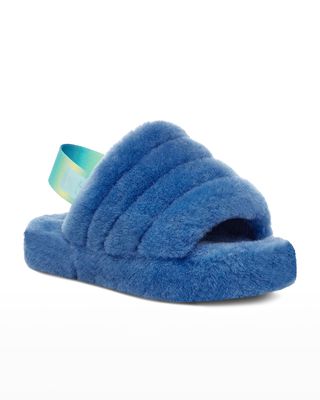 Girl's Fluff Yeah Quilted Shearling Slingback Slippers, Kids