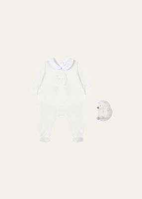 Girl's Footie And Stuffed Toy Gift Set, Size Premie-9M