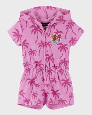 Girl's French Terry Hooded Romper, Size 2T-6 X