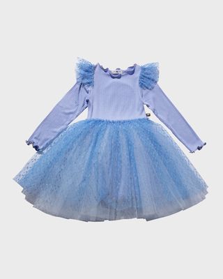 Girl's Frill Diamond Combo Tutu Dress, Size 2-10