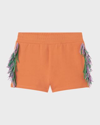 Girl's Fringe-Trim Shorts, Size 4-10