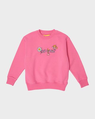 Girl's Funny Flowers Crewneck Sweatshirt, Size 12-14