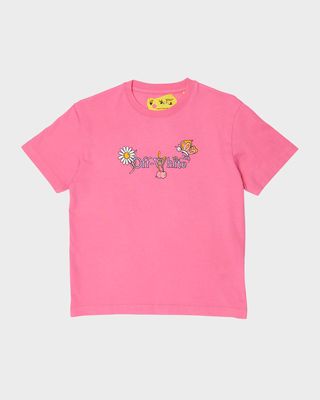 Girl's Funny Flowers Short-Sleeve T-Shirt, Size 4-10