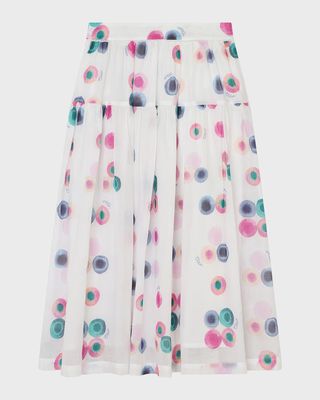 Girl's Fusion-Printed Long Skirt, Size 4-5